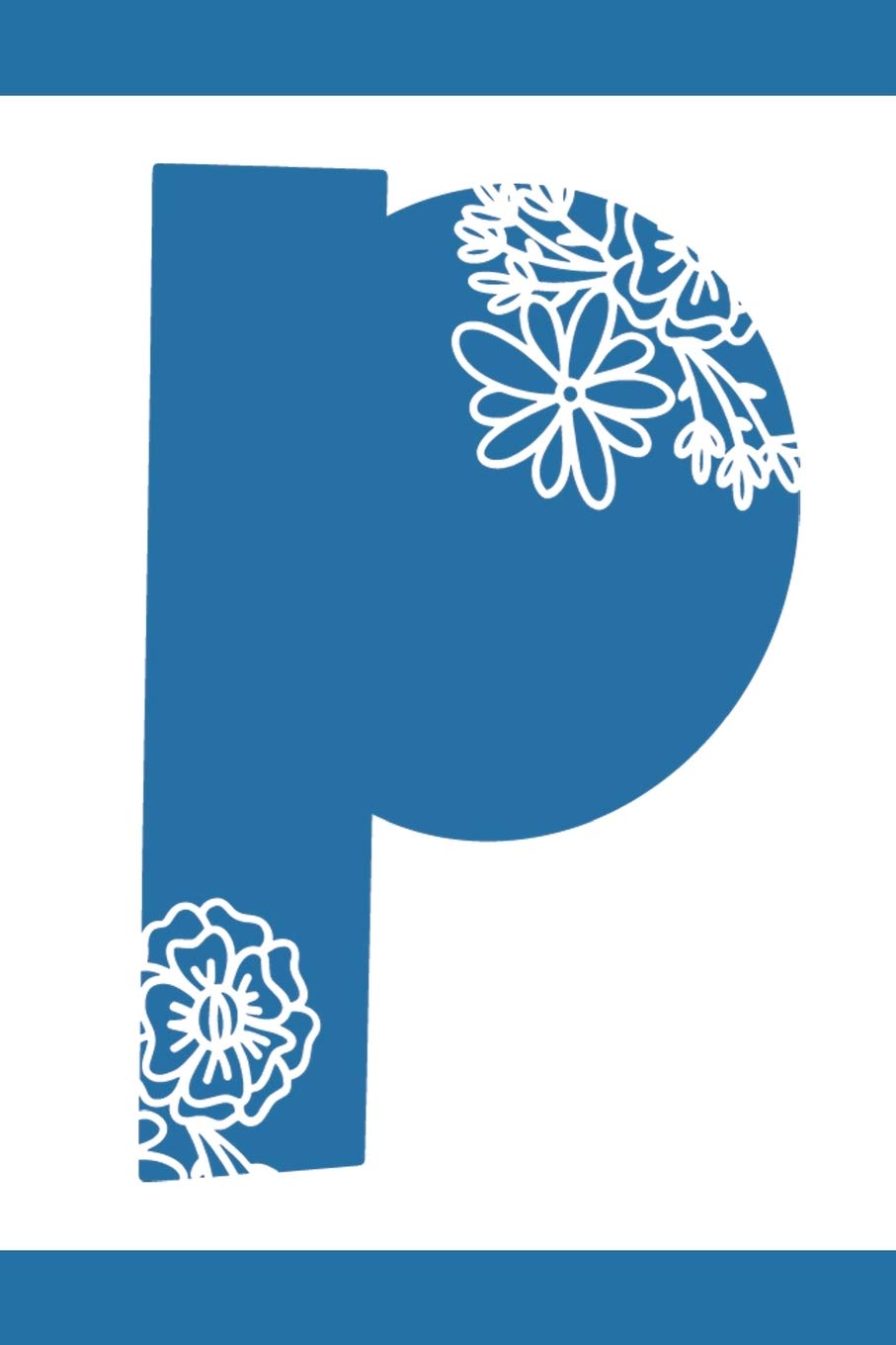 P: Initial P Monogram Notebook Journal Gift Blue Floral design