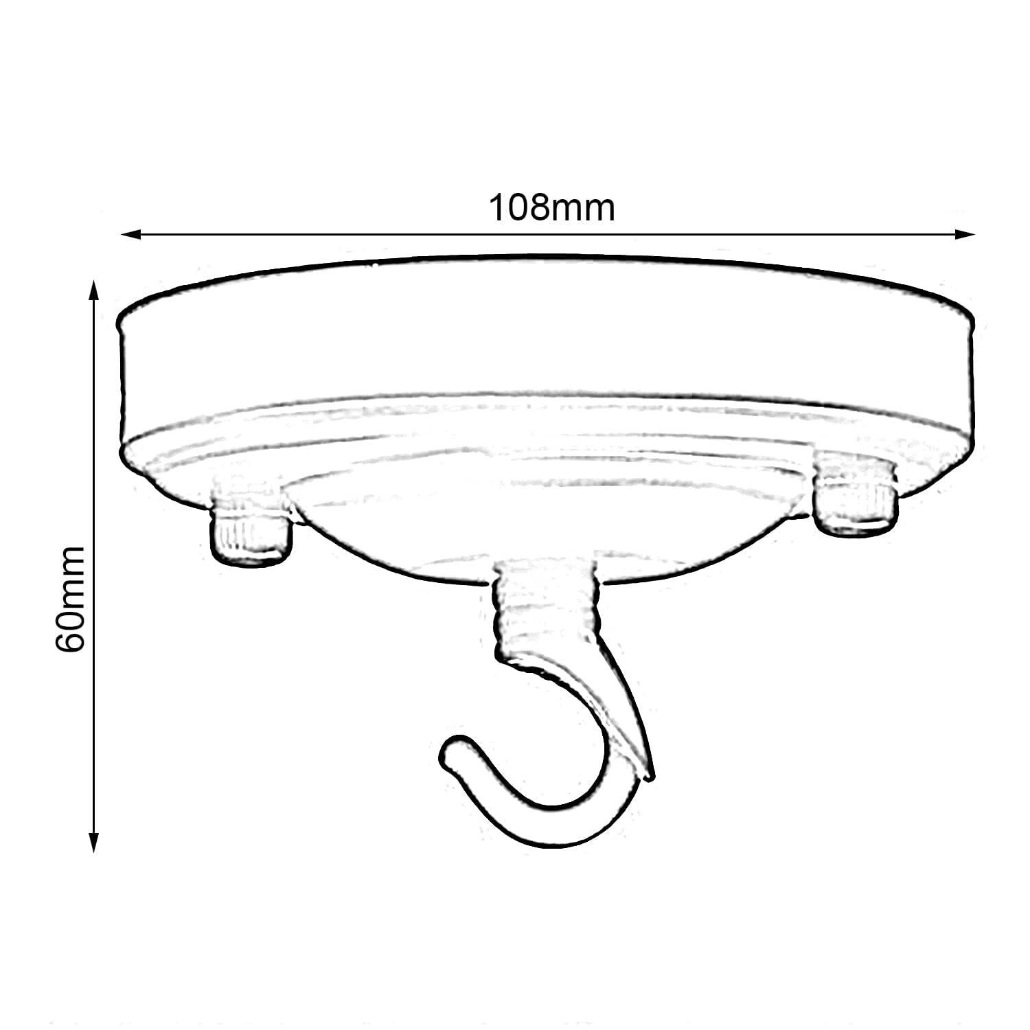 Placca A Gancio Per Rosone Da Soffitto LEDSone - Vintage In Metallo Cromato, Diametro 10,5 Cm, Per Lampadari E Sospensioni