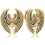 DOEARKO 2PCS Ear Gauges Fashion Bat Saddle Ear Plugs Body Piercing Tunnels 316 Stainless Steel Hypoallergenic Earrings Plugs for Ears Expander Body Jewelry (12mm(1/2"), Gold)