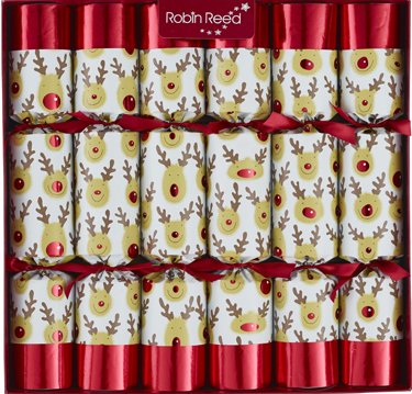 Christmas Crackers 6 x 13" Handmade by Robin Reed - racing Reindeer
