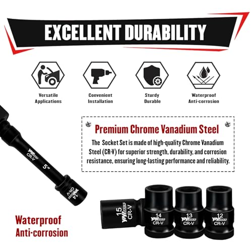 Image of YIYITOOLS 17Pcs 1 /2 inch Drive Shallow Impact Socket Set (8-24mm), Metric Socket Set, 6-Point, CR-V Steel for Automotive Maintenance, Repairs, and DIY Projects