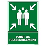 Panneau - Point de rassemblement - Plastique rigide PVC - Dimensions 150 x 210 mm - Film de protection UV et anti graffiti