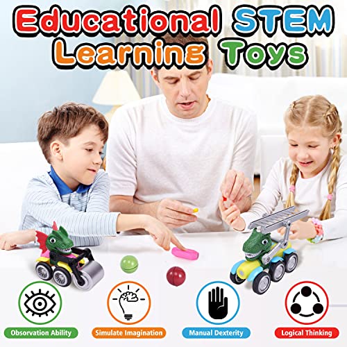 Allroad Dinosaur Magnetic Toy Cars Set Magnetic Building Dino Cars Magnetic Toy Vehicles Cars, Colorful Dinosaur Trucks Montessori Stem Toy For Developing Skills, Dinosaur Games Gift For Boys Girls #TOP2
