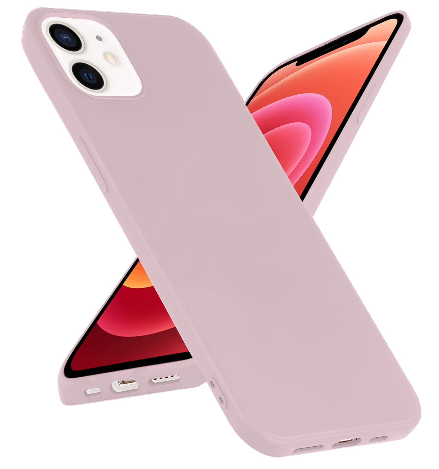 LOXXO® Microfiber Candy Case Compatible for iPhone 12 / iPhone 12 Pro 6.1 inch, Shockproof Slim Back Cover Liquid Silicone Case Sand Pink
