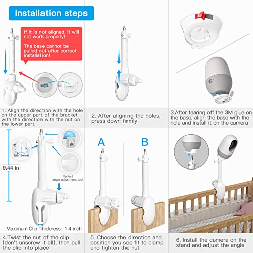 HOLACA Clip Short Holder for Nooie Baby Monitor Nooie 2K Indoor Surveillance Camera, Nooie Baby Monitor WLAN Indoor Camera - Image 3