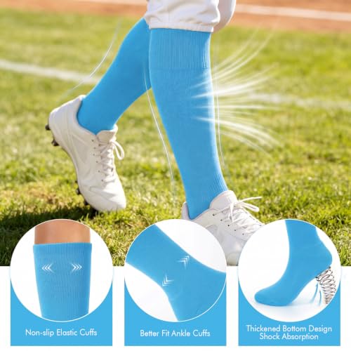 Image of WHIPPY Baseball Socks and Belt Combo Set Knee-High Softball Socks & Adjustable Elastic Belt for Kids Youth Adult
