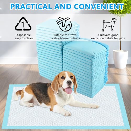 Vexillic PIPI Matten für Hunde, 50 Stück Welpen Unterlagen, 45 x 60cm Trainingspads für Hunde Hygieneunterlagen Auslaufsicher 6-Lagig mit Schnell Trocknender Oberfläche Design