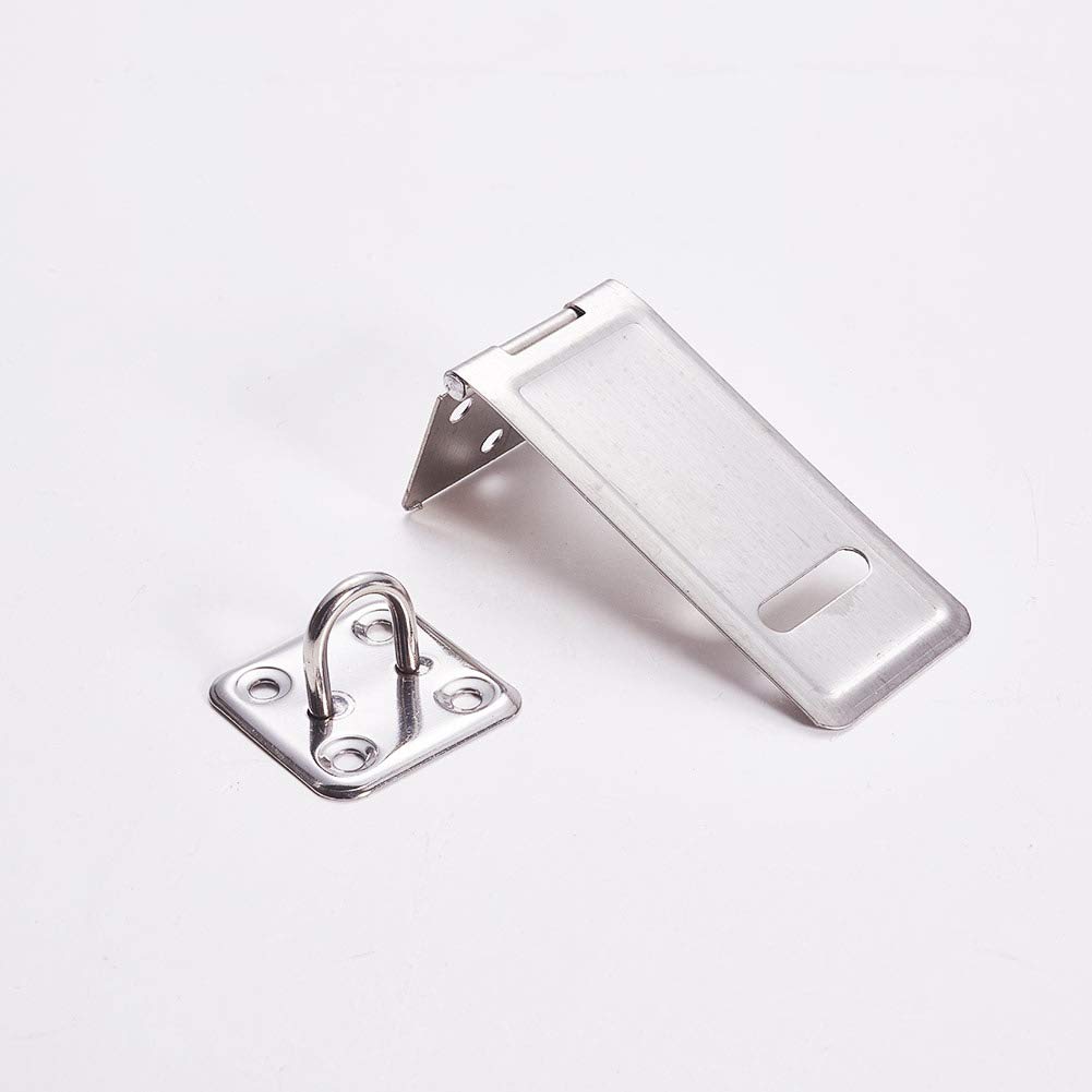 MroMax Padlock Locking Hasp Staple Safety Door Clasp Gate Lock Latch 201Stainless Steel Door Cabinet Swivel Clasp Latch Silver Tone 1Pcs
