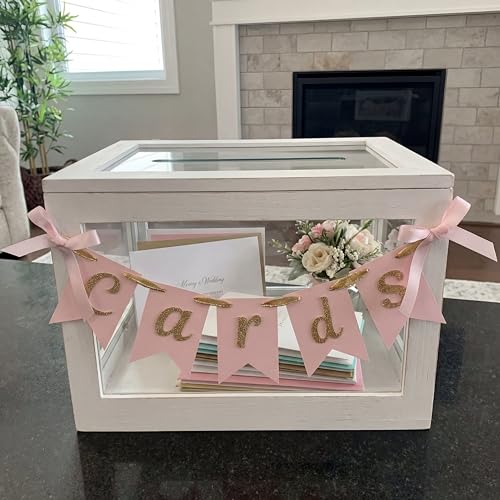 Image of Yaomiao Mini Cards Sign Banner for Card Box Wedding Themed Hanging Banner Decor Party Decoration for Birthday for Basket Table Greeting Photo Props Table Decor, Basket Not Included (Cute,Card)