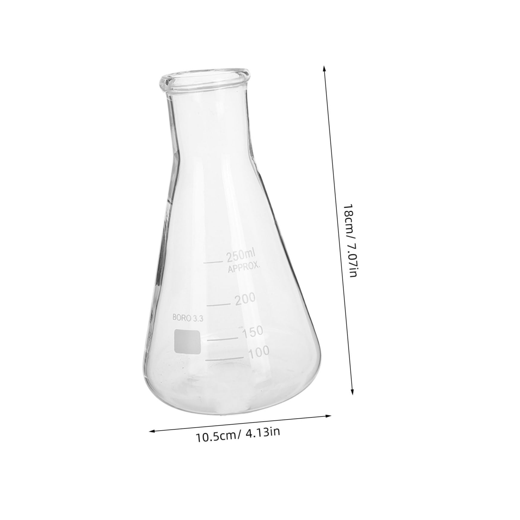 GLEAVI Matraz Erlenmeyer de Vidrio de Borosilicato, 5 Piezas | 50 Ml, 150ml, 250ml, 500ml y 1 L, Base Triangular Cónica, Resistente a Alta Temperatura