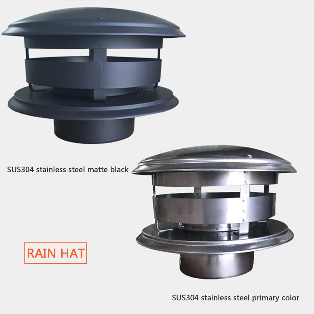 Protector para Chimenea de Pájaros, Acero Inoxidable, Tapa para Tubo de Combustión, Sombrerete Antirrevocante Ajustable en Acero Galvanizado para Estufas y Chimeneas de Leña,Negro,D125mm