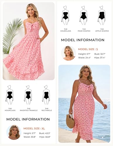 Image of GRACE KARIN Womens Maxi Floral Sundresses Summer Beach Boho Dress Spaghetti Strap Dresses Casual Fashion Clothes with Pockets