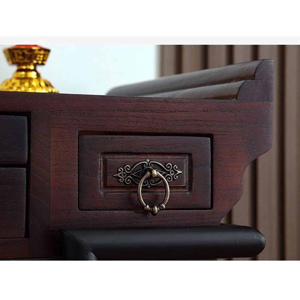 Tavola d'altare cinese Tavola da altare in legno multifunzionale | Espositore con cassetto(Bruin,Grande)
