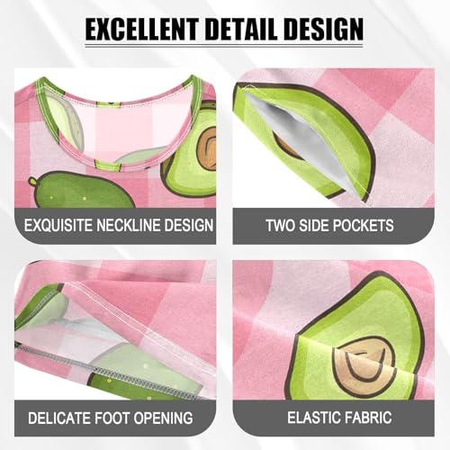 ALAZA Plaid Avocado Pajamas Short Sleeve 2 Piece Sleepwear Top and Bottom Pajama Set Unisex4