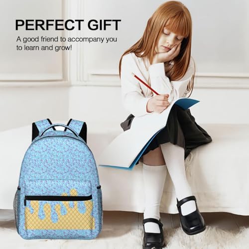 Ice Cream Drip Backpack, Ice Cream Backpack, Kawaii Shoulder Backpacks, for Daily Use Travel Hiking Camping (Light green)4