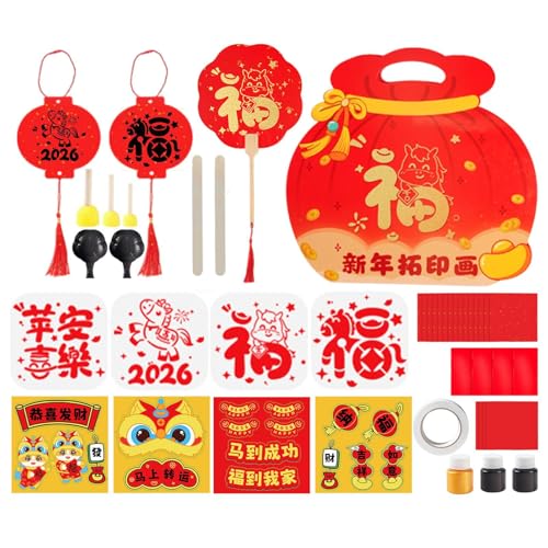 Ensemble d'artisanat de Chinois avec symboles et plaques à frotter pour loisirs créatifs