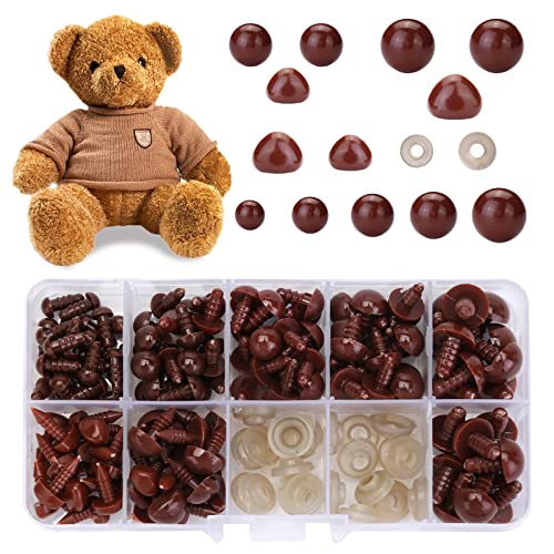 Opiniones de Fabricación de muñecas los más recomendados. 28 Ojos y narices de seguridad para Amigurumi, ojos de muñeca de plástico café y nariz de oso de peluche con arandelas para animales de peluche de ganchillo, juguete de ganchillo y...