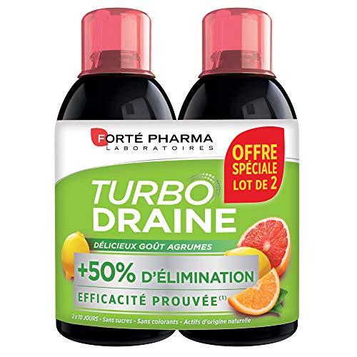 Forté Pharma - TurboDraine Agrumes | Complément Alimentaire à base de thé vert - Elimination et drainage | Lot de 2 x 500 ml Cover
