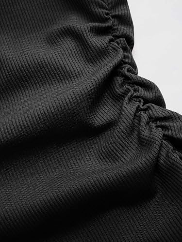 CIDER Women's Asymmetrical Top Off The Shoulder Long Sleeve Shirts Ruched Going Out Crop Tops4