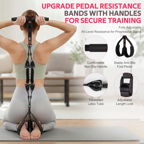 Image of WALITO 15 PCS Pilates Kit, Adjustable Pedal Resistance Band with Handle, Figure 8 Resistance Band for Exercise Women, At Home Workout Equipment Set with Yoga Ball & Booty Bands for Full Body Gym
