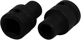 Aexit 1/2-inch Square Hand Operated Tools Hole 10mm Inner Hex CR-V Steel Black Impact Socket 2pcs Model:95as324qo139