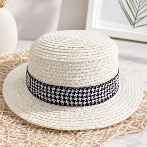 Image of VRITRAZ Kids Straw Hat for Baby Boys & Girls | Printed Summer Sun Hat, Woven Wide Brim Beach Cap, Lightweight Breathable Holiday Travel Picnic Outdoor Fancy Dress Fashion Hat for Children & Toddler