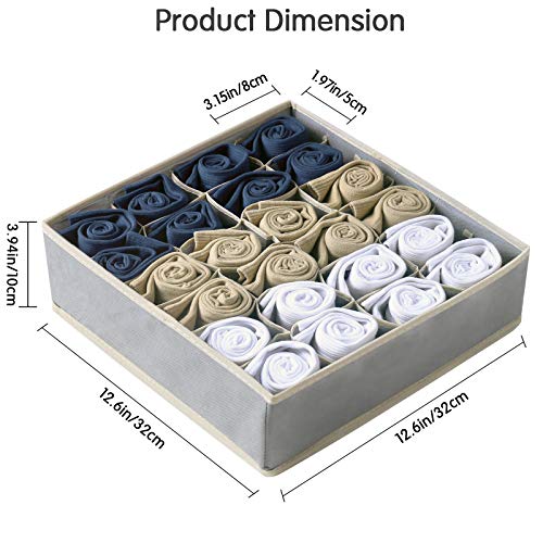 Bessrung 2PCS Bra Storage Organizer for Drawers, Foldable Underwear Organizer Drawer Storage Divider Boxes for Women Lingerie (Grey)