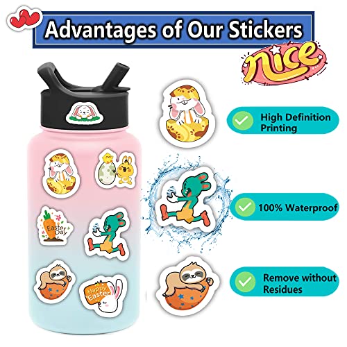 100Pcs Easter Stickers For Kids, Bunny Stickers Vinyl Waterproof Stickers Pack, Easter Eggs Stickers For Water Bottle, Happy Easter Stickers, Easter Gifts For Kids #TOP1