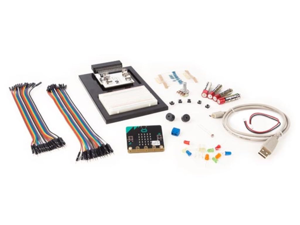 Whadda Micro:bit Starter Kit, set didattico completo per principianti in programmazione ed elettronica con Python e Block Editor, con breadboard, matrice LED, Bluetooth BLE, compatibilità Raspberry