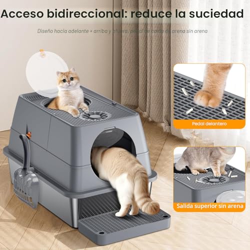 Caja de arena cerrada extragrande para varios gatos en casa 5