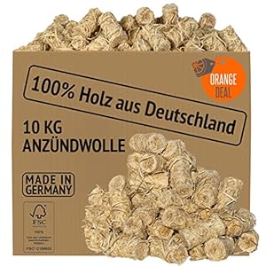 ORANGE DEAL Holzwolle Öko Anzünder 10kg (ca. 760 Stück) Anzündwolle Grillanzünder Holzwolle Kaminanzünder Ofen Anzünder…