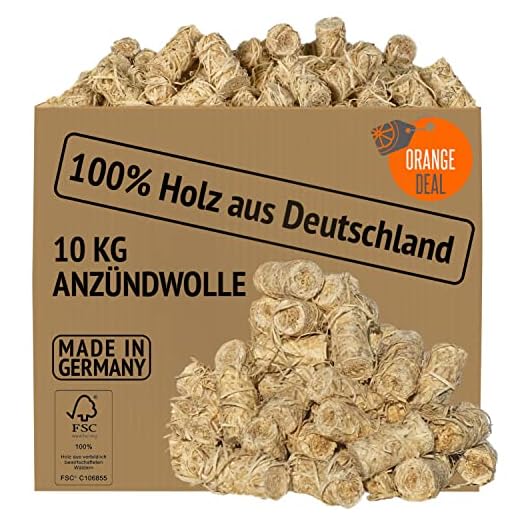 Anzünder Holzwolle 10kg (ca. 800 Stück), Kaminanzünder, Grillanzünder, Anzündwolle, Ofenanzünder, Feueranzünder, Holzwolle Anzünder, Grill Anzünder, Holzanzünder, Anzünder Kamin (2 kg - 5 kg)