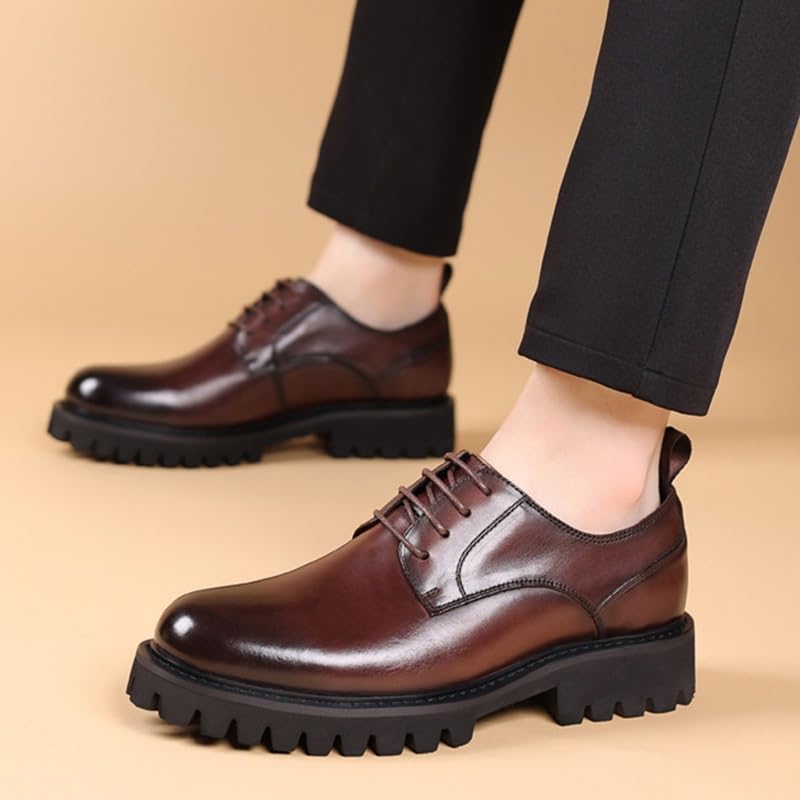 Men's Oxfords Business Dress Shoes Men's Classic Round Toe Gradient Design Tuxedo Brogue Business Shoes Casual Retro Wedding Work Oxford Shoes Slip-On Anti-Slip Mid Chunky Heels Loafers Dress Shoes(Br3