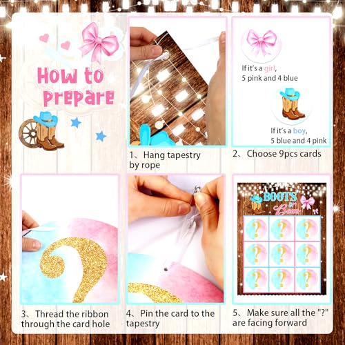 Boots or Bows Gender Reveal Tic Tac Toe miniatura 3