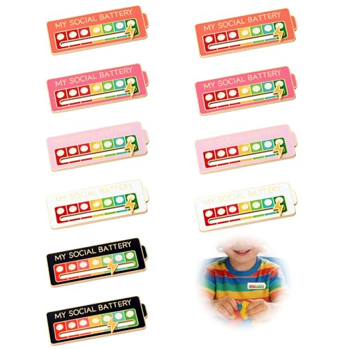 10PCS Soziale Batterie Pin, Für Alltag Und Freizeit My Social Battery Pin Als Soziale Batterie Anstecker Für Kleidung Taschen Und Accessoires Pins Anstecker Zur Anzeige Der Stimmung Im Alltag
