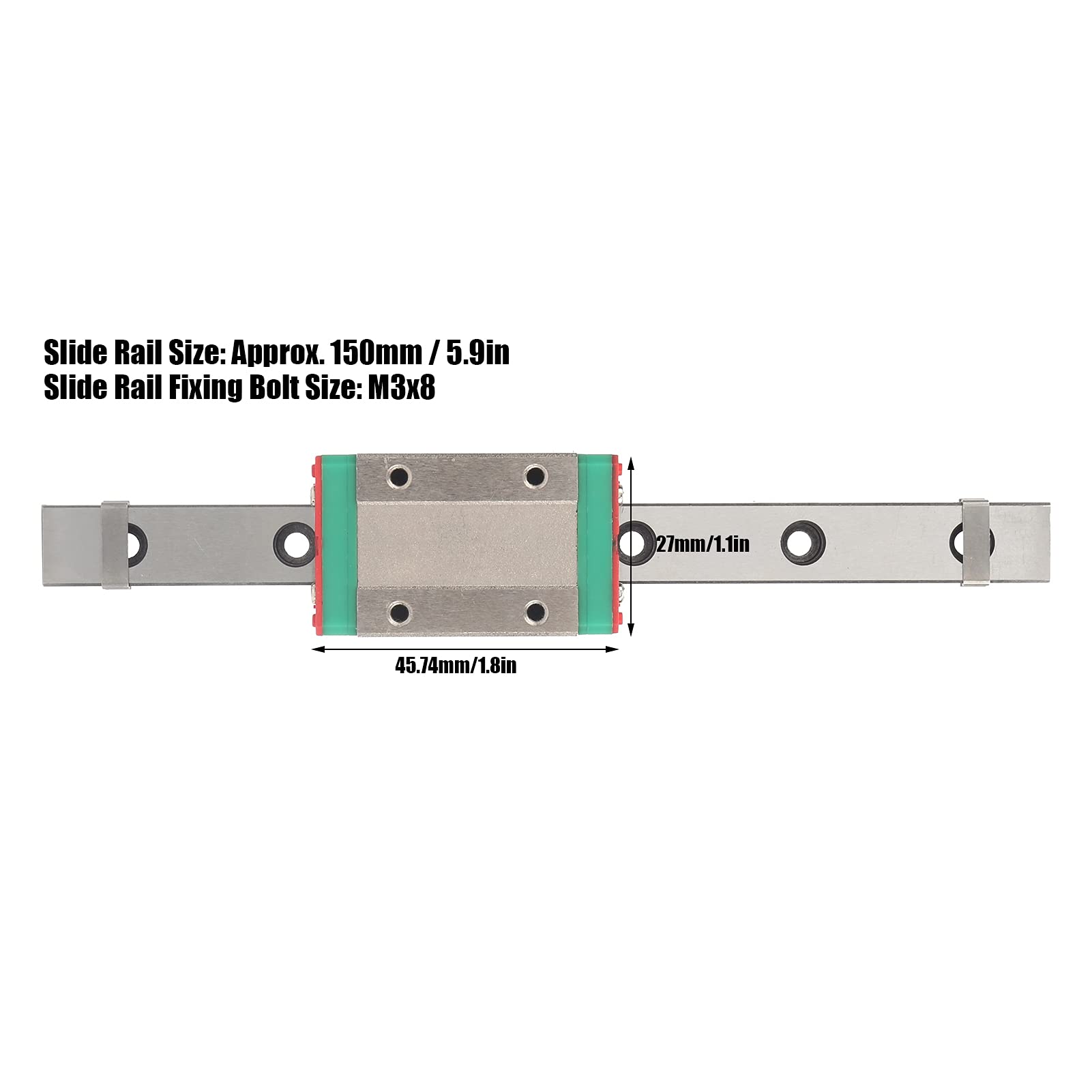 Riel Deslizante en Miniatura MGN12H 150mm Guía Lineal de Acero Inoxidable para Impresora 3D CNC