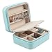 Produktbild Soleebee Kleine Tragbare Reise Schmuckkästchen Aufbewahrungstasche Pu-leder Schmuck Box Schmuck Organizer für Ohrringe Halsketten Ringe mit Spiegel (Blau)