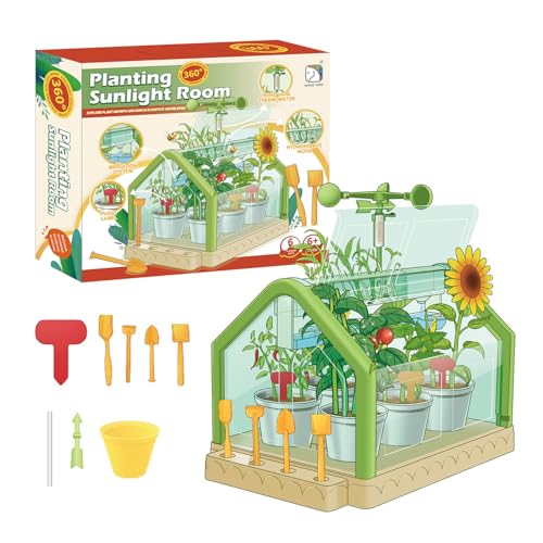 Estufa crianças, kits de cultivo de plantas, kits de laboratório para amantes de plantas, ciência em estufa, com acessórios, mini jardineiro, kits de experiências a partir de 7 anos
