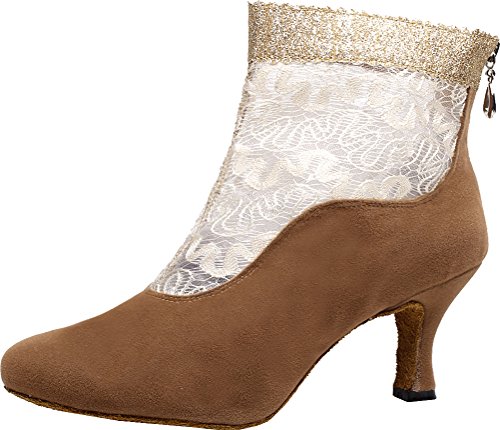 Bottes de danse à lacets femme marron bout rond taille 40 pour danse de salon