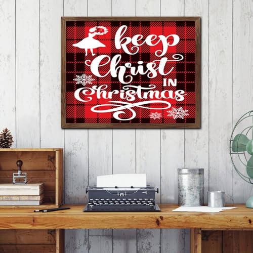 Panneau mural chrétien Keep Christ in Christmas cadre bois - 3