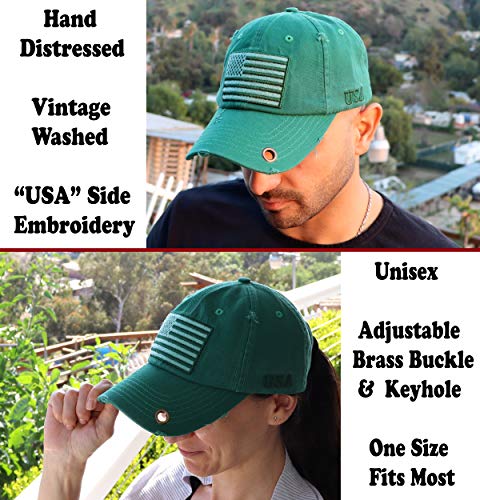 Image of Antourage American Flag Unisex Baseball Hat for Men and Women | USA Flag Mesh Snapback Flat Visor Cap + 2 Patriotic Patches