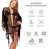 BSBUY Beach Cover Up for Women Swimsuit Cover Up, Sexy Elegant Lace Kimono Long Beach Dress, Floral Lace Bikini Swim Coverup Blouse, Sarong Shawl Tops Open Front Cover Ups Hollow Out Swimwear(Black) #3