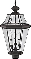 Vista 6 de Livex Lighting 2364-07 Poste exterior con pantallas de vidrio biselado transparente, bronce
