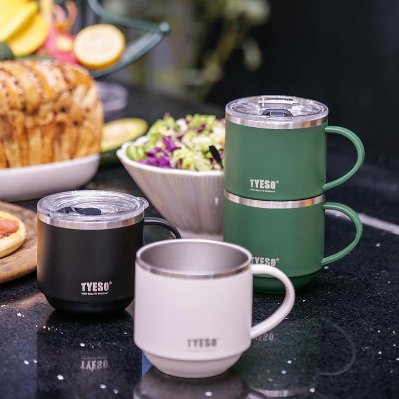 TYESO Coffee Mug, Insulated Tumbler with Lid, Vacuum Insulated Mug Double Wall Stainless Steel Cup (WHITE, 11 OZ) - Image 3