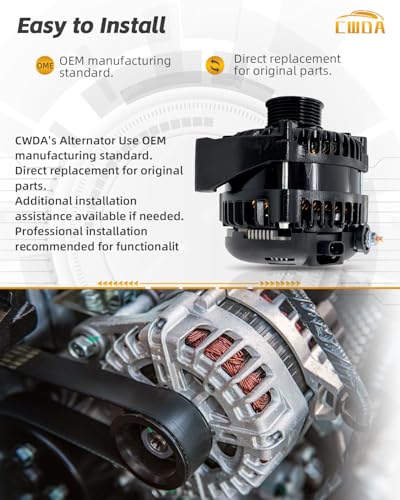 Image of 15093928 High Output Alternator 300A Compatible with 07-11 Chevy Avalanche | Suburban Tahoe C /K /R /V Yukon XL Escalade 2008-2009 Hummer H2 Replace 15093929