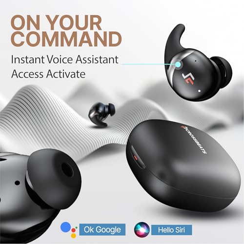 Image of CrossBeats Hertz ANC TWS Ear Buds, Wireless in‑Ear Earphones, Sleep Buds v5.4 Bluetooth 10 mm Drivers Up to 60H Playtime, with AI Noise Cancellation,40 ms Low Latency, & AI ENC Earbuds Buds (Black)