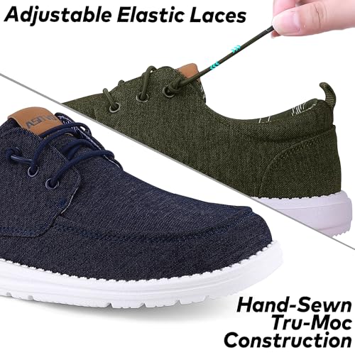 Image of ASITVO Men's Wide Canvas Loafers Slip on Boat Walking Shoes Casual Dress | Big Size Width Toe Box
