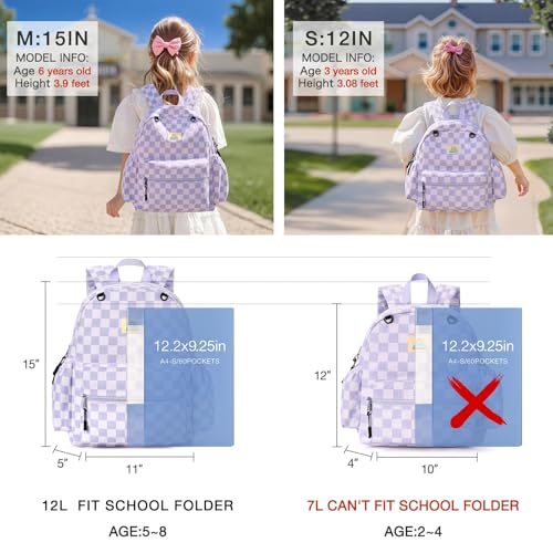 Image of STEAMEDBUN Corduroy Toddler Backpack for Girls 2-4: Kids backpack for Boys Girls - 12 inch Preschool Kindergarten Backpacks - Checkerboard