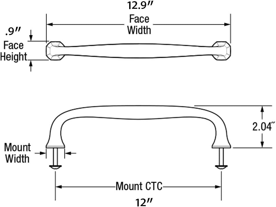 Baldwin Estate 4364.112 Severin Fayerman Curved Solid Brass Appliance Pull in Venetian Bronze, 12"