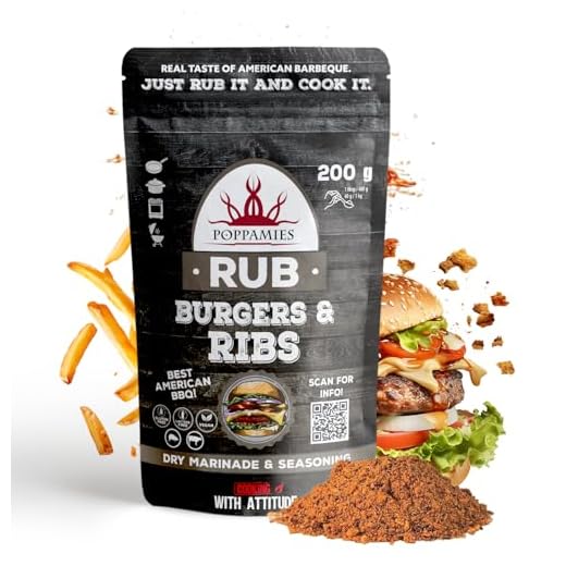 Poppamies Rub para Hamburguesas y Costillas BBQ - Sazonador BBQ 100% Natural - Marinada Seca y Sazonador Perfecto para Carne de Res y Cerdo - Ideal para la Parrilla Horno - Gran Pack (200g)